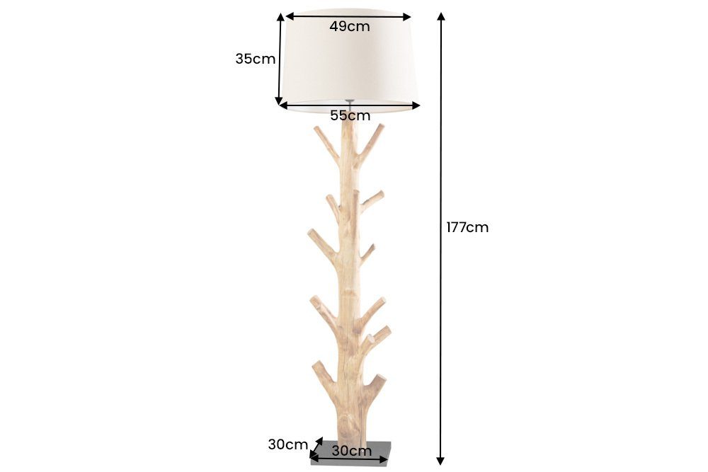 Leuchtmittel, · / · beige schwarz, Ein-/Ausschalter, Stehlampe ohne NATURE Wohnzimmer 180cm / Massivholz TREE Schlafzimmer natur · Stoff riess-ambiente · Landhausstil