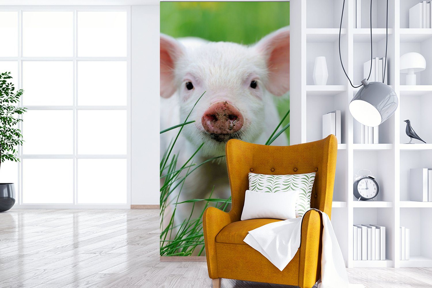 Schwein Tiere bedruckt, - Vliestapete Wohnzimmer MuchoWow für Groß, - Fototapete St), Fototapete (2 Küche, Schlafzimmer Matt,