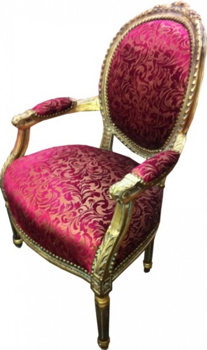 Muster Stuhl Padrino Casa Gold Violett Besucherstuhl Mod2 Salon /