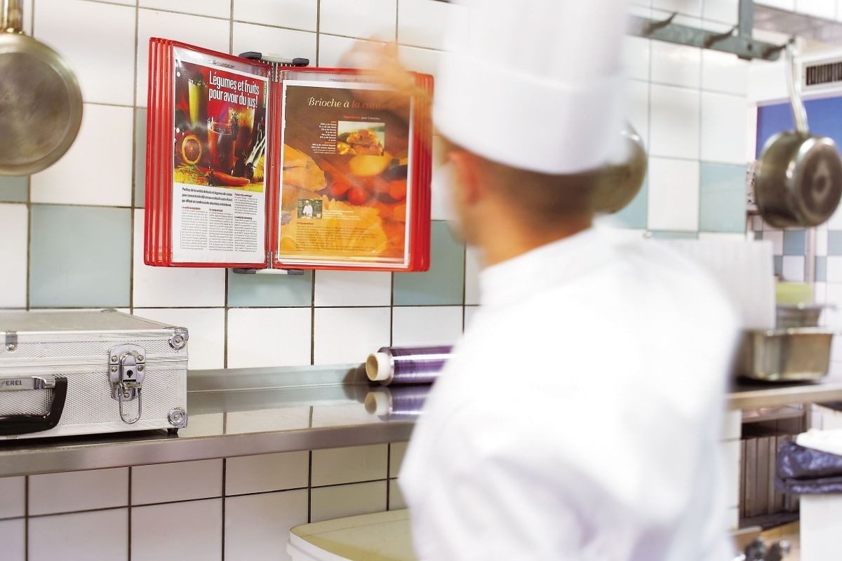 Tarifold Fächermappe Wandsichttafelset magnetisch A4 grau inkl. 10 Tafeln rot