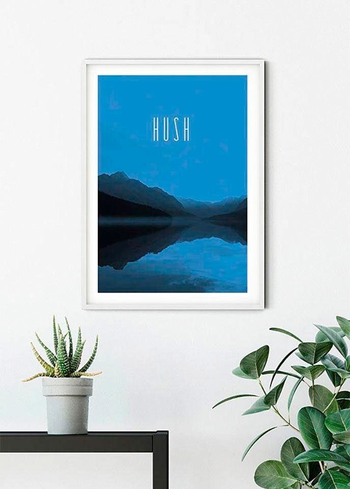Komar Poster Word Lake Hush (1 Schlafzimmer, St), Kinderzimmer, Natur Blue, Wohnzimmer