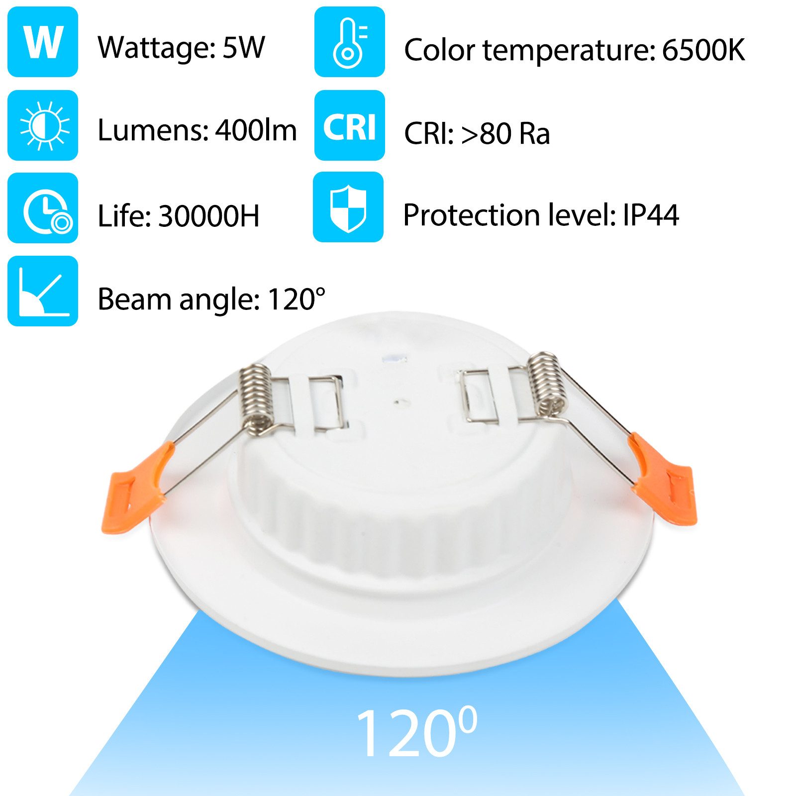 Clanmacy LED Einbaustrahler 20St. LED Einbaustrahler 5W KaltWeiß 400LM Deck günstig online kaufen