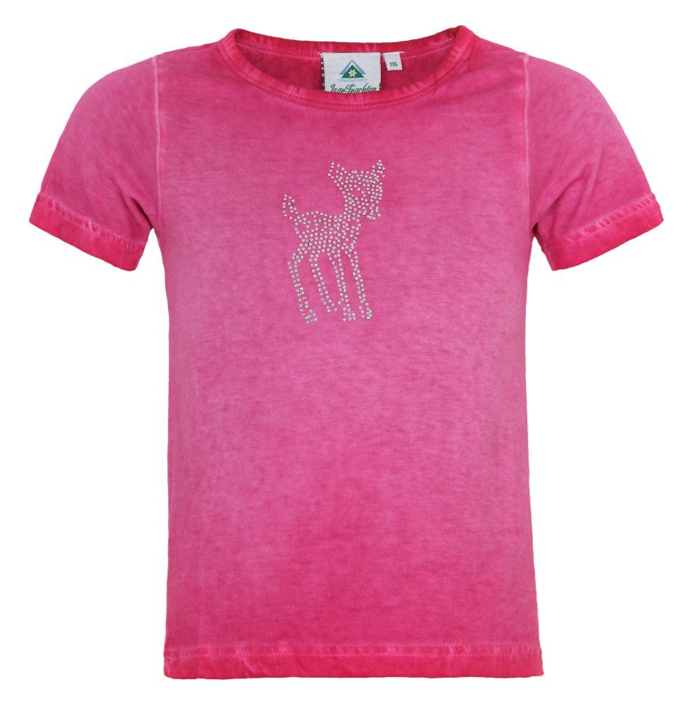 mit Pink Trachtenbluse T-Shirt Rehkitz, Kinder Glitzer Isar-Trachten