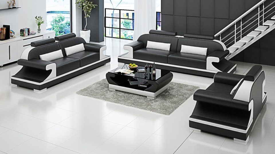 Neu, 3+2+1 Garnitur Weiße Sitzer Europe in moderne Wohnlandschaft JVmoebel Sofa Made