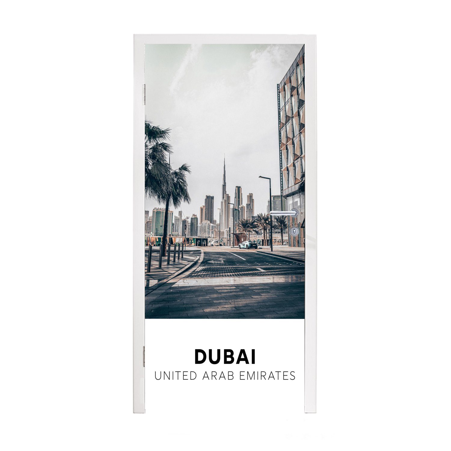 MuchoWow Türtapete Dubai - Autobahn - Architektur, Matt, bedruckt, (1 St), Fototapete für Tür, Türaufkleber, 75x205 cm