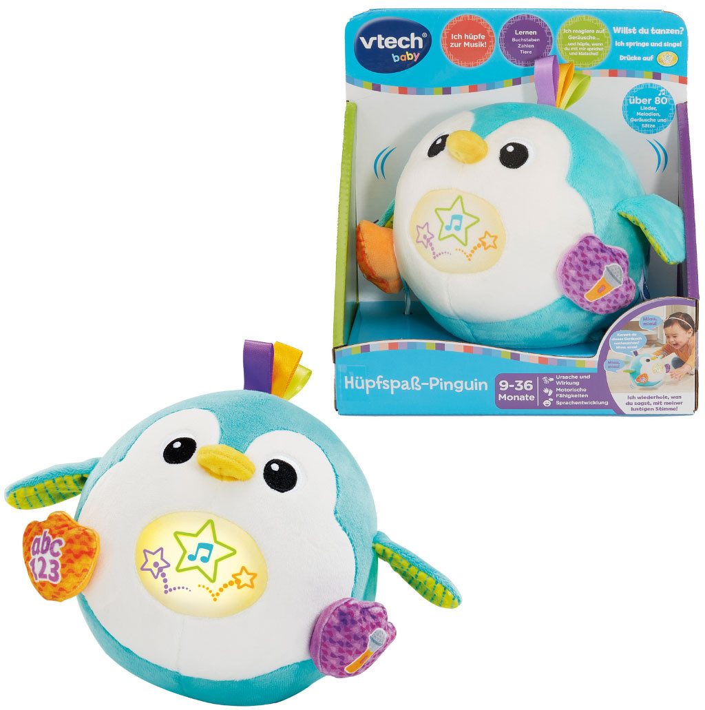Vtech® Plüschfigur Vtech Baby, Hüpfspaß-Pinguin, mit Aufnahmefunktion