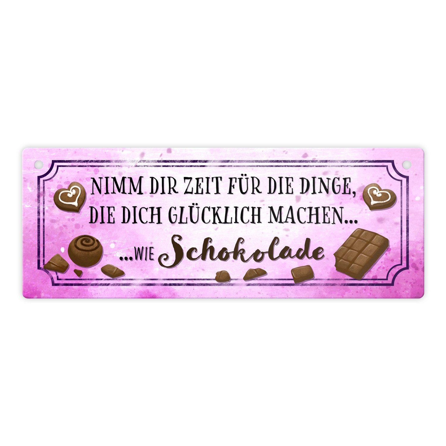 Metallschild Metallschild mit Spruch - Nimm dir Zeit für Schokolade
