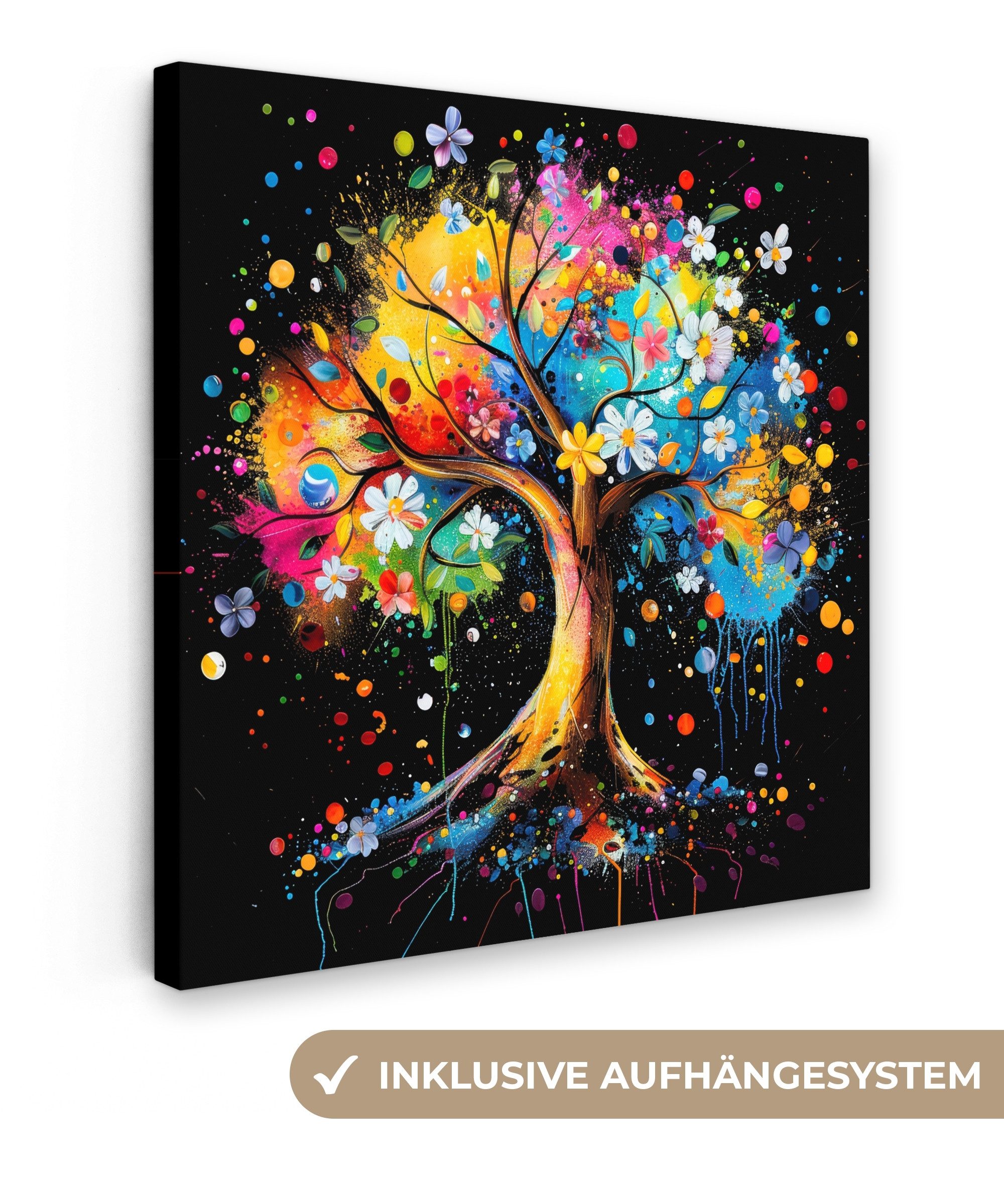 OneMillionCanvasses® Leinwandbild Baum - Farbenfroh - günstig online kaufen
