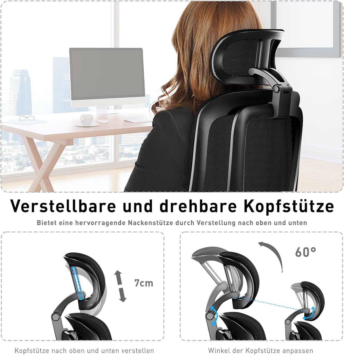 Bürostuhl (Bürostuhl Chair mit Ergonomischer JOYFLY Bürostuhl verstellbarem ergonomisch: Office Bürostuhl Ergonomisch, Sitz), Schreibtischstuhl
