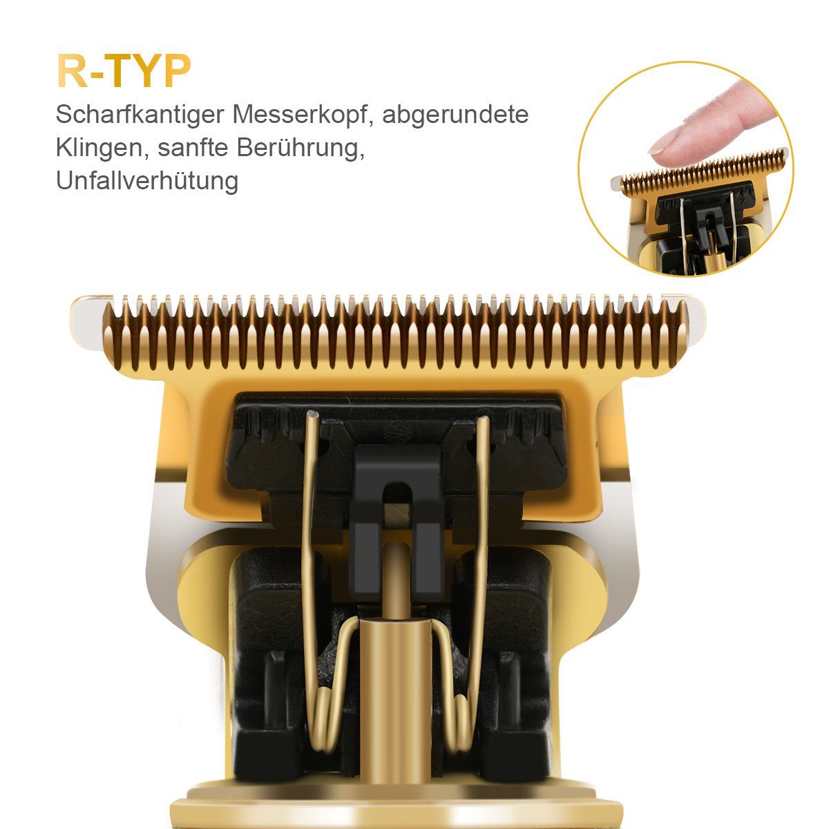 7Magic Haar- und Bartschneider, Haarschneidemaschine Gold-1202 Kabellose Wiederaufladbare Kahle für Männer Barbierschere, Haarschneider