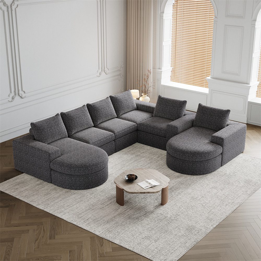 MODFU Sofa Modulares Chenille-Sofa mit Nackenkissen, günstig online kaufen
