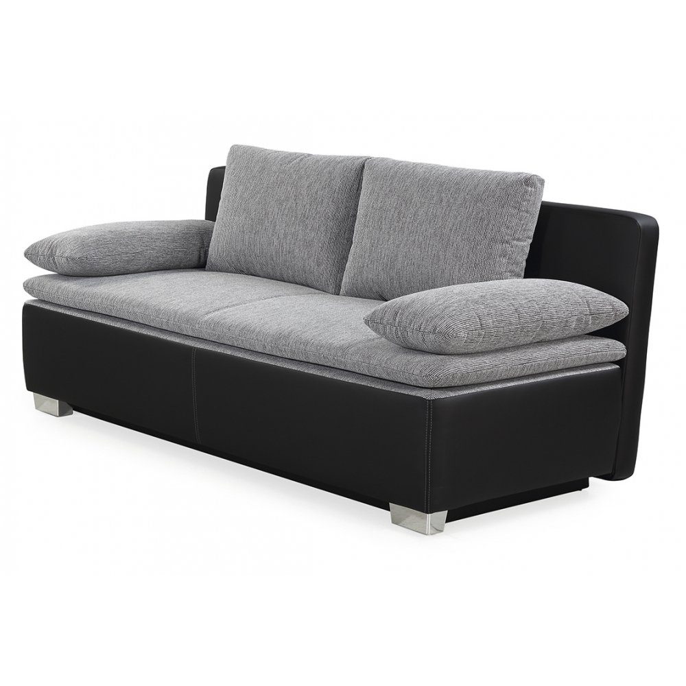 JOB Schlafsofa Schlafsofa Sofa 2-Sitzer Bettsofa Couch mit Bettfunktion  inkl. aller Kissen Duett schwarz / grau