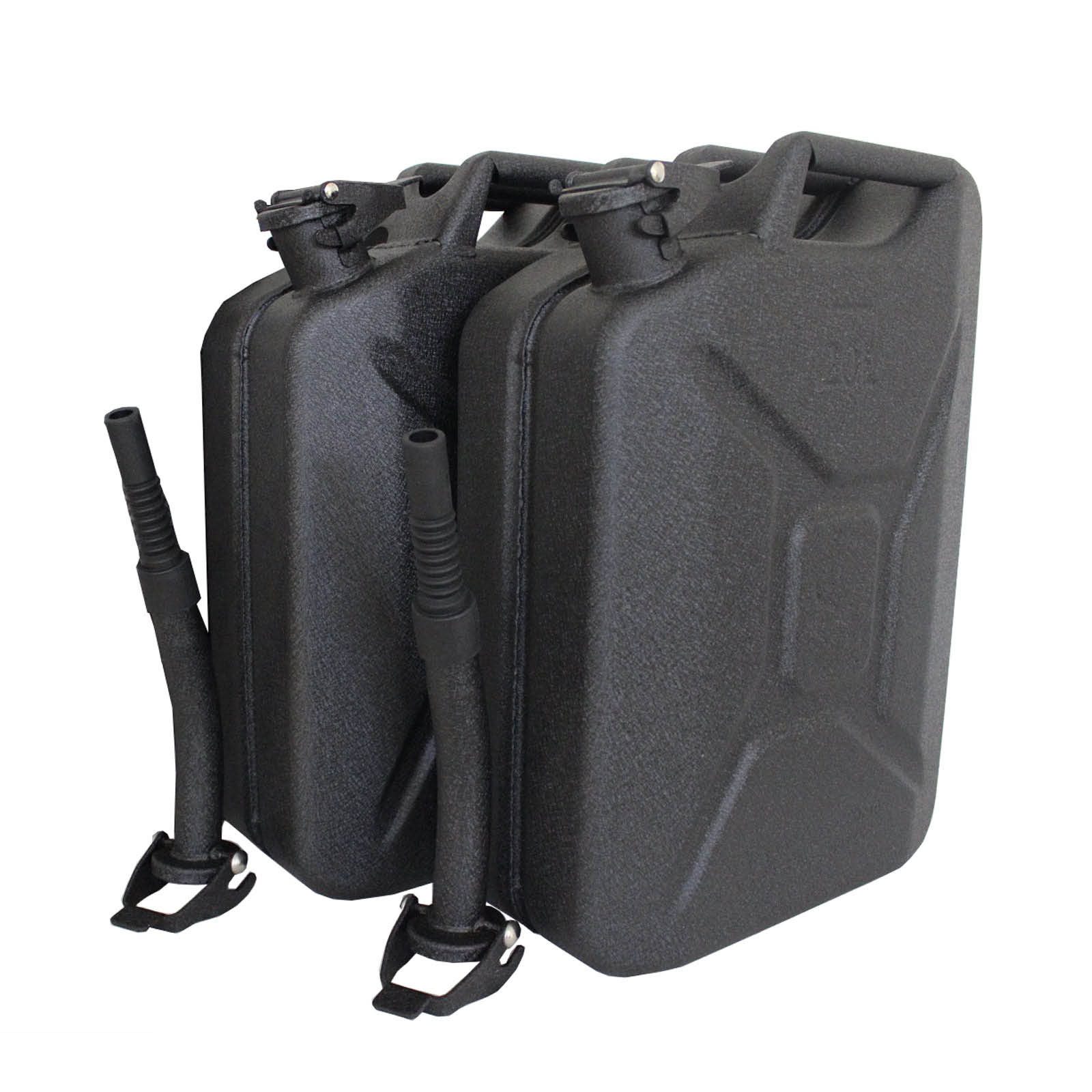 TRUTZHOLM Kanister 2x Kraftstoffkanister 20 Liter Schwarz inkl. Ausgießer + Halter (2er Set)