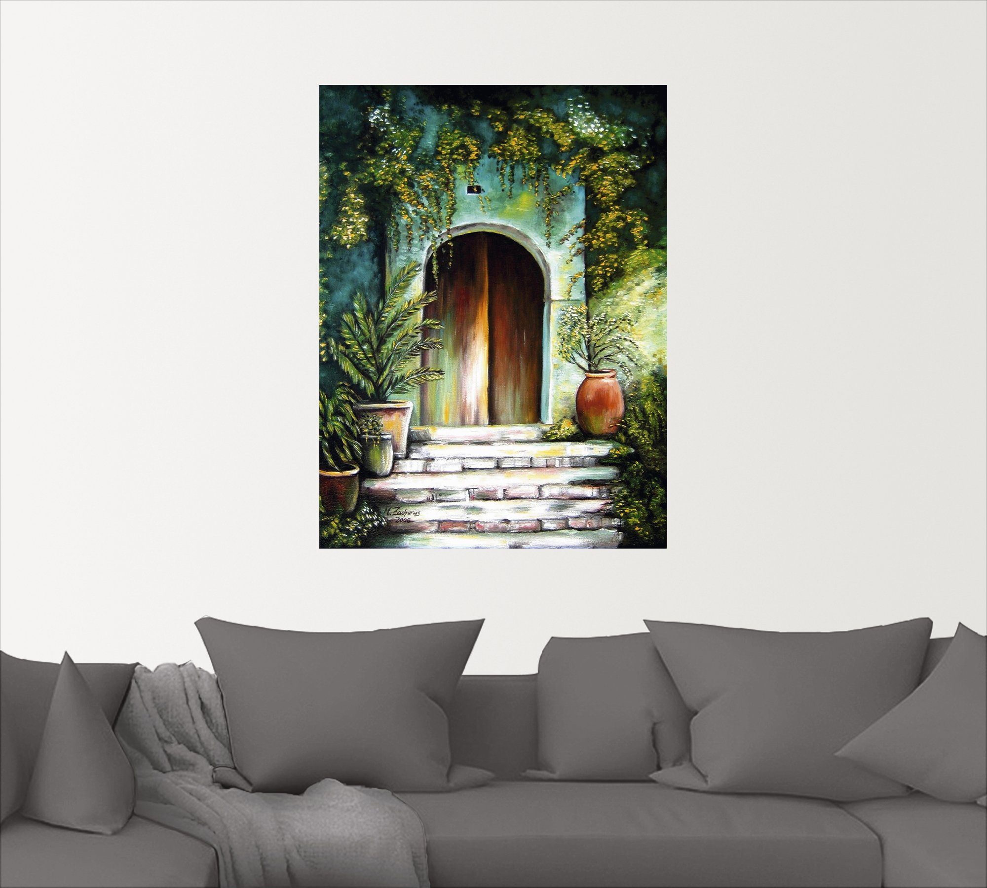 Wandbild St), Mediterranes Fenster als Artland in Alubild, oder Poster Größen Wandaufkleber Türen & versch. Gartenparadies, Leinwandbild, (1