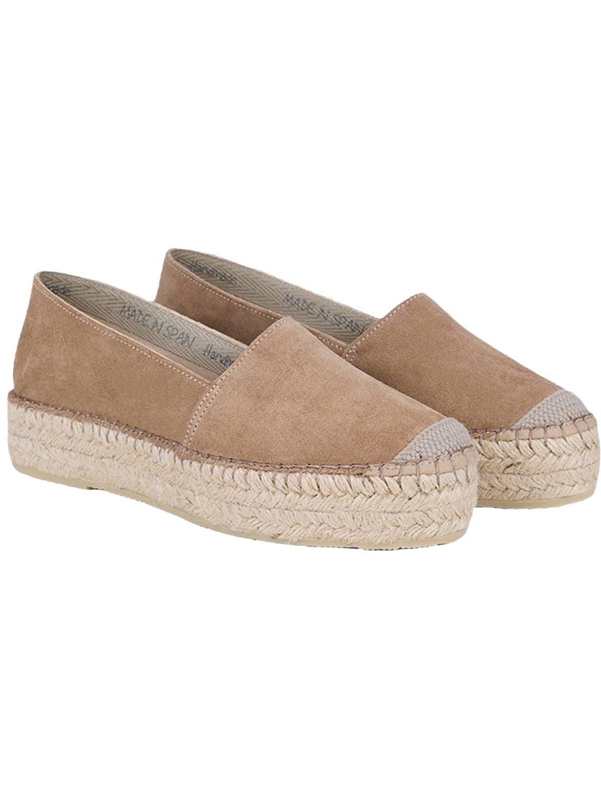 Desa Damen-Slipper aus Wildleder mit Naturkautschuksohle – flach, bequem u Mokassin