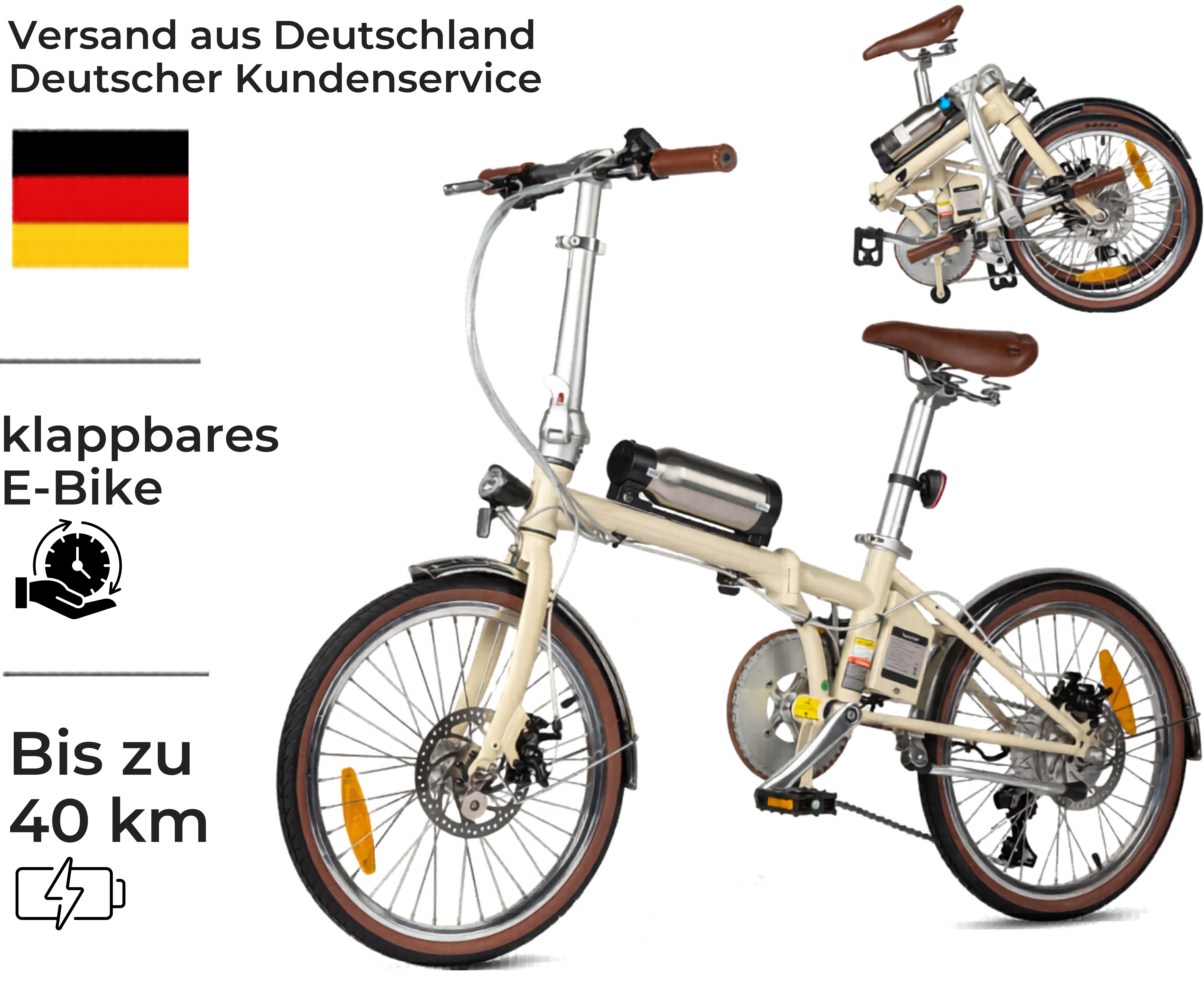 PIXAR E-Bike 20 Zoll Klapprad E-Bike 36V 5,2Ah Shimano 7-Gang City Pedelec, Heckmotor, 187 Wh