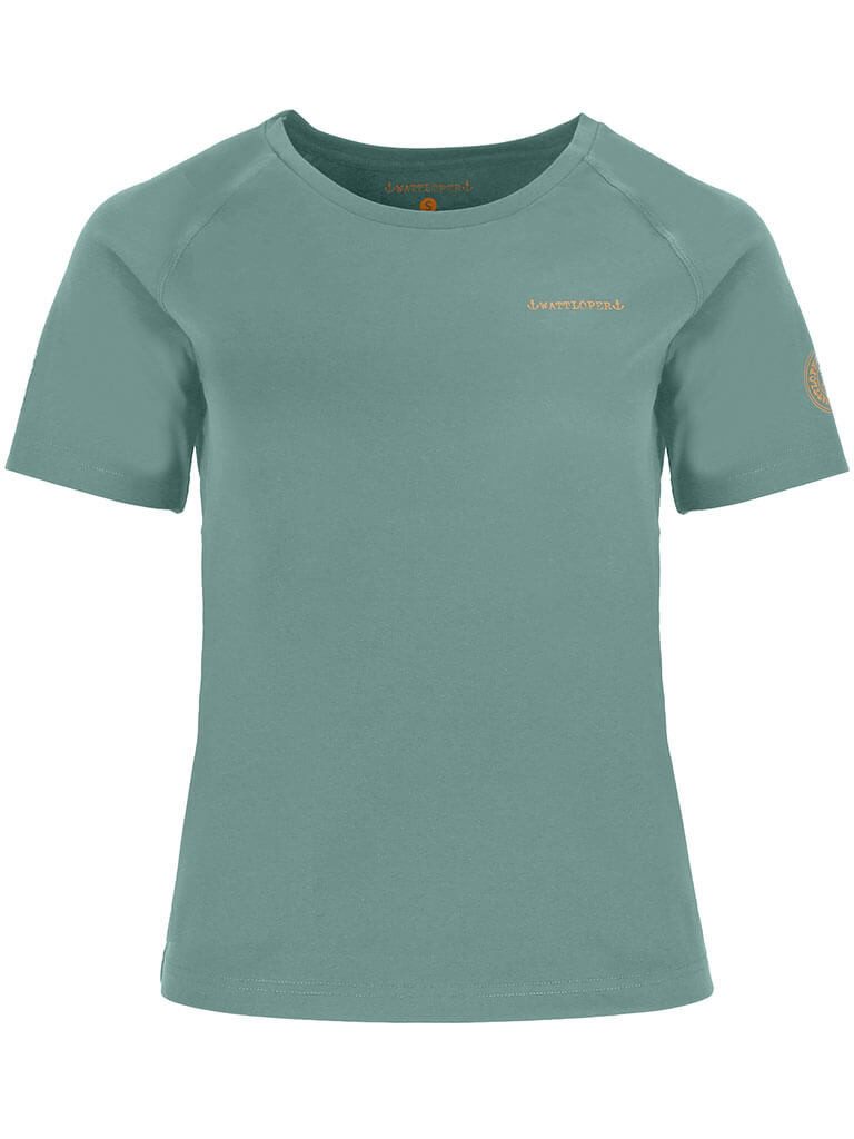 Wattlöper T-Shirt 11220SH Damen Funktionsshirt Kurzarm mit UV-Schutz Schnelltrocknend Unifarbenes Funktions-T-Shirt mit kleinem Logo-Print auf der Brust