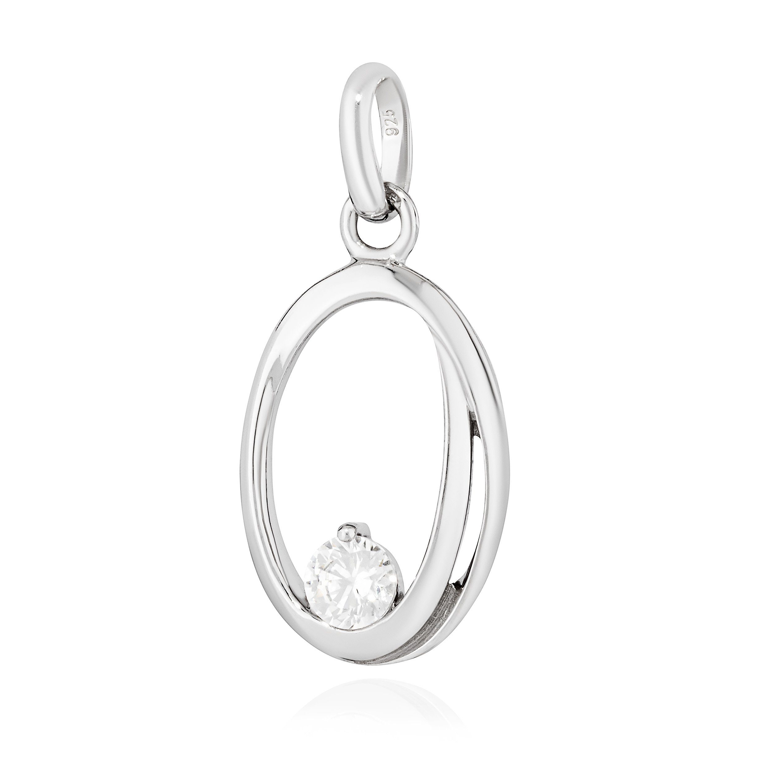 Kettenanhänger Kettenanhänger Modernes Design 925 Silber glanz 19mm Zirkonia weiß Amu
