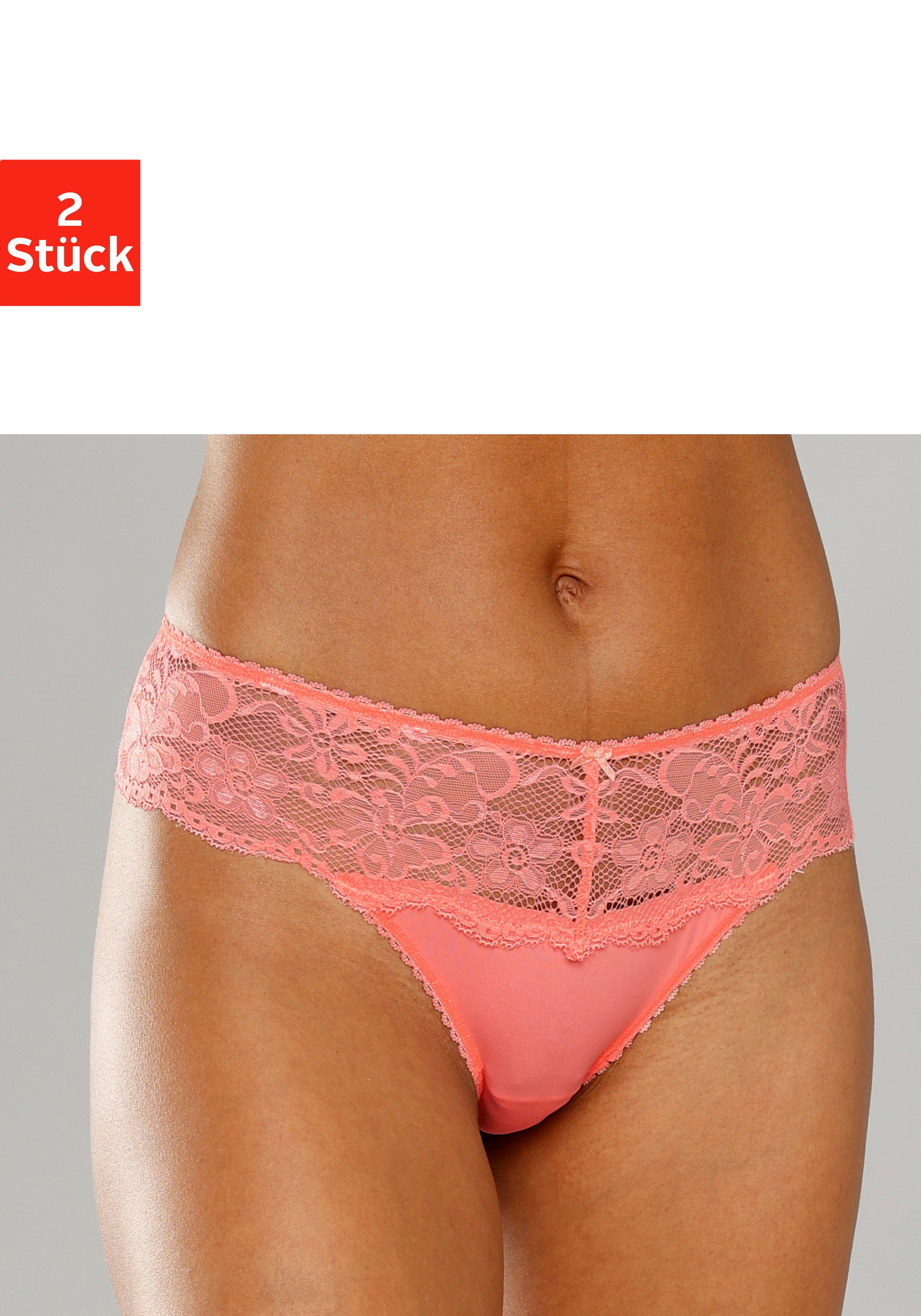 Nuance by Lascana String mit breitem Spitzenband, als Dessous-Set kombinierbar (Packung, 2 Stück) sexy Dessous, sexy Unterwäsche