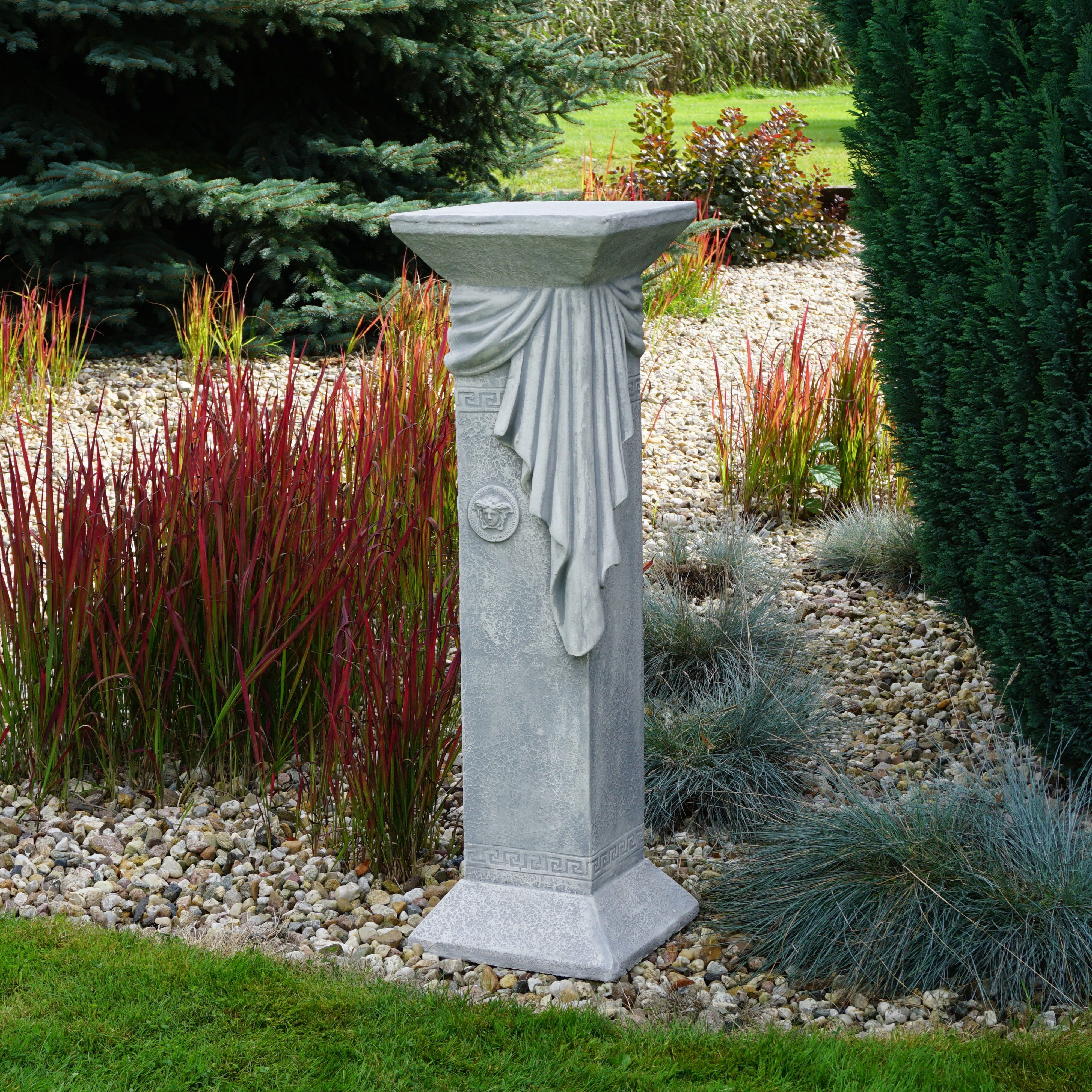 gartendekoparadies.de Gartensockel Sockel mit Designer Motiv, Podest, Steinsockel, H. 98 cm, 30 x 30 cm, 30x30x98 cm, Frostsicher