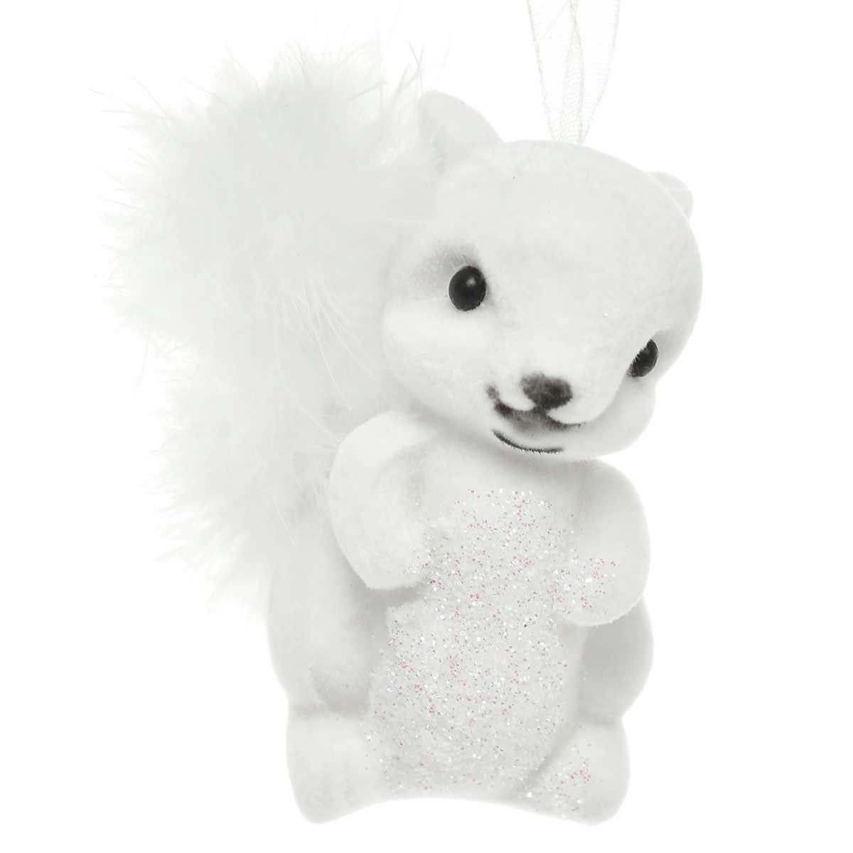 Kaemingk Schneemann Weiße Eichhörnchen Deko 6 cm Anhänger Set - Glitzer, Feder -, 2 Stück