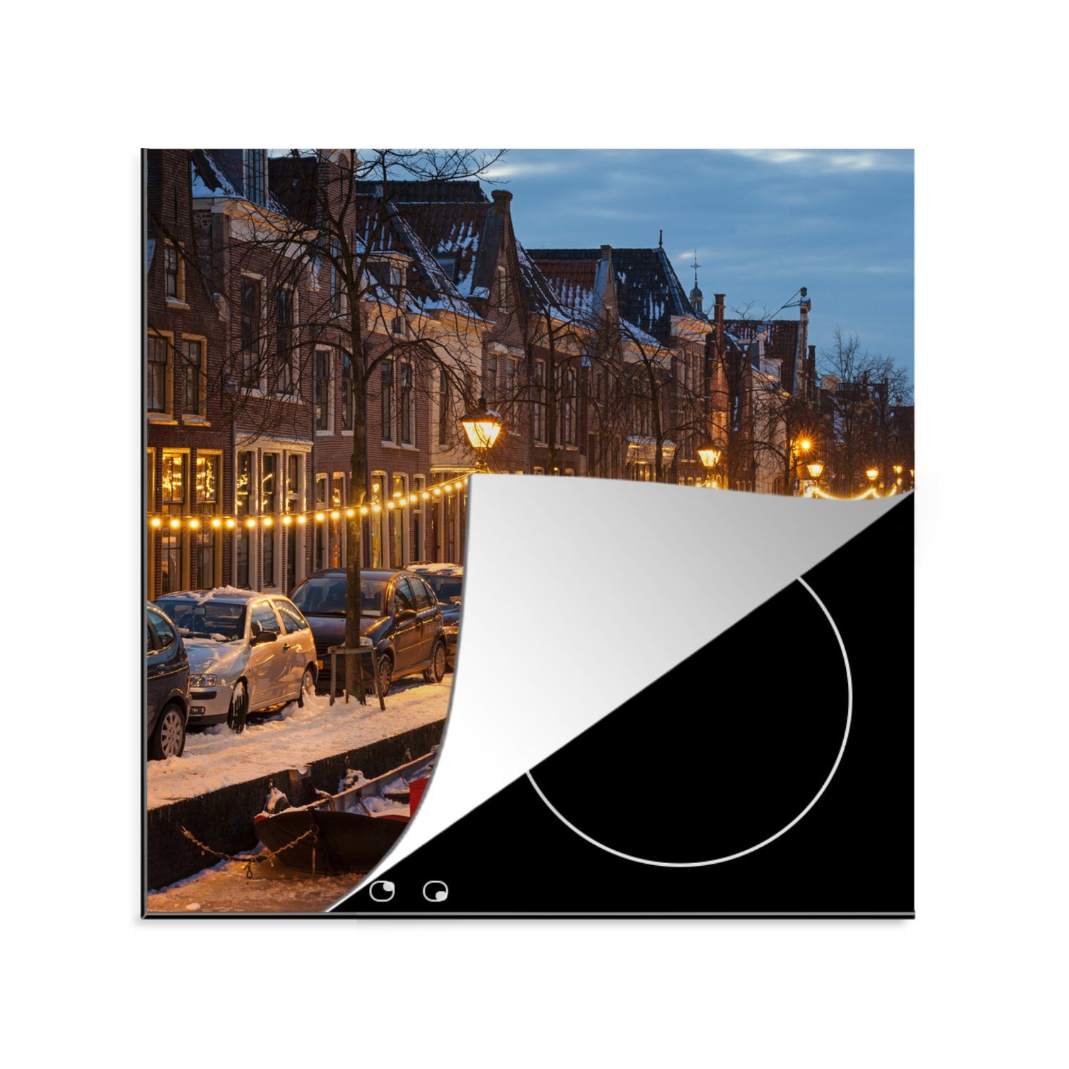 MuchoWow Herdblende-/Abdeckplatte Alkmaar - Eiscreme - Winter, Vinyl, (1 tlg), 78x78 cm, Ceranfeldabdeckung, Arbeitsplatte für küche