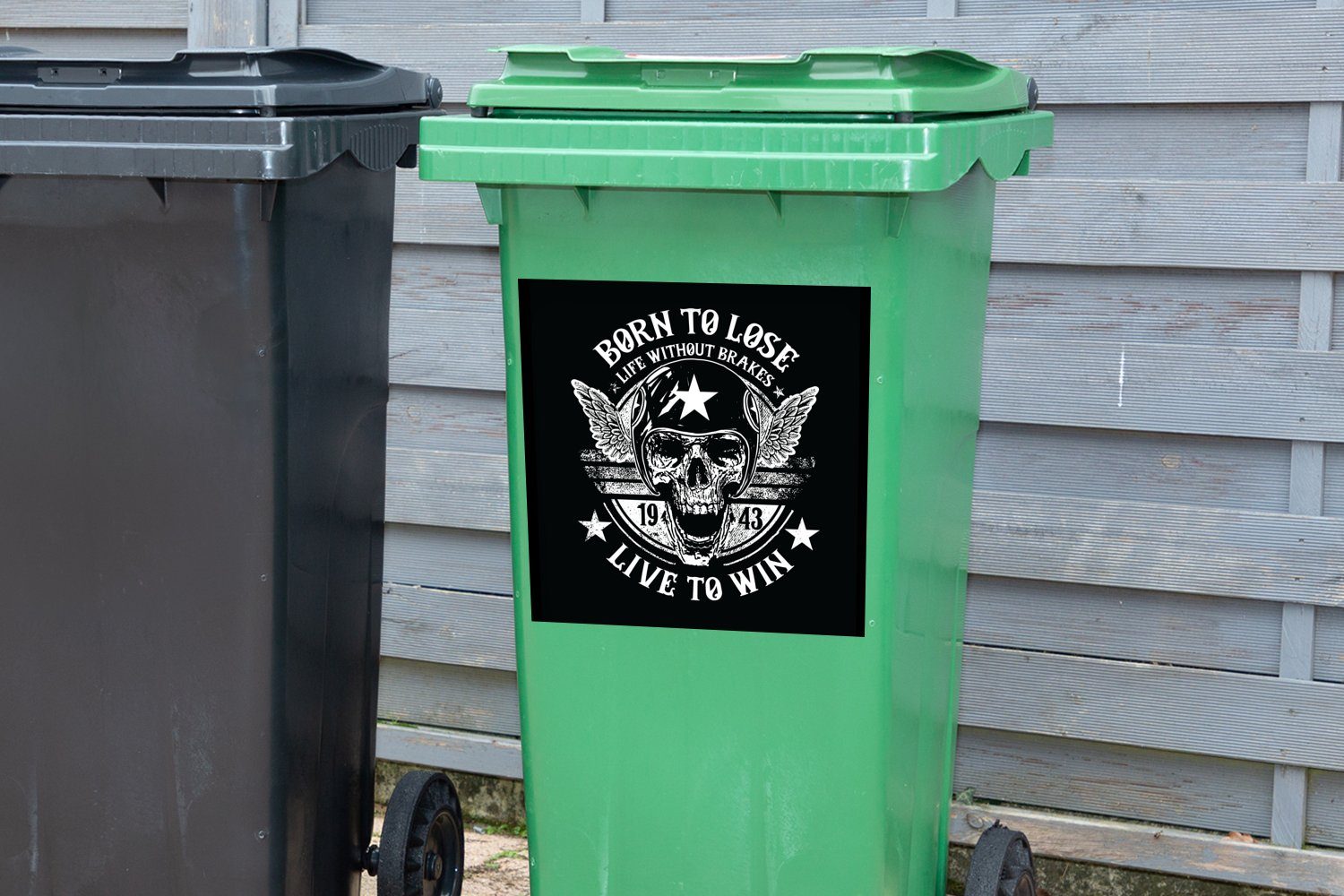 - - (1 Rennen Container, Mülltonne, MuchoWow Mancave Illustration Mülleimer-aufkleber, Retro Sticker, - Abfalbehälter Wandsticker St),