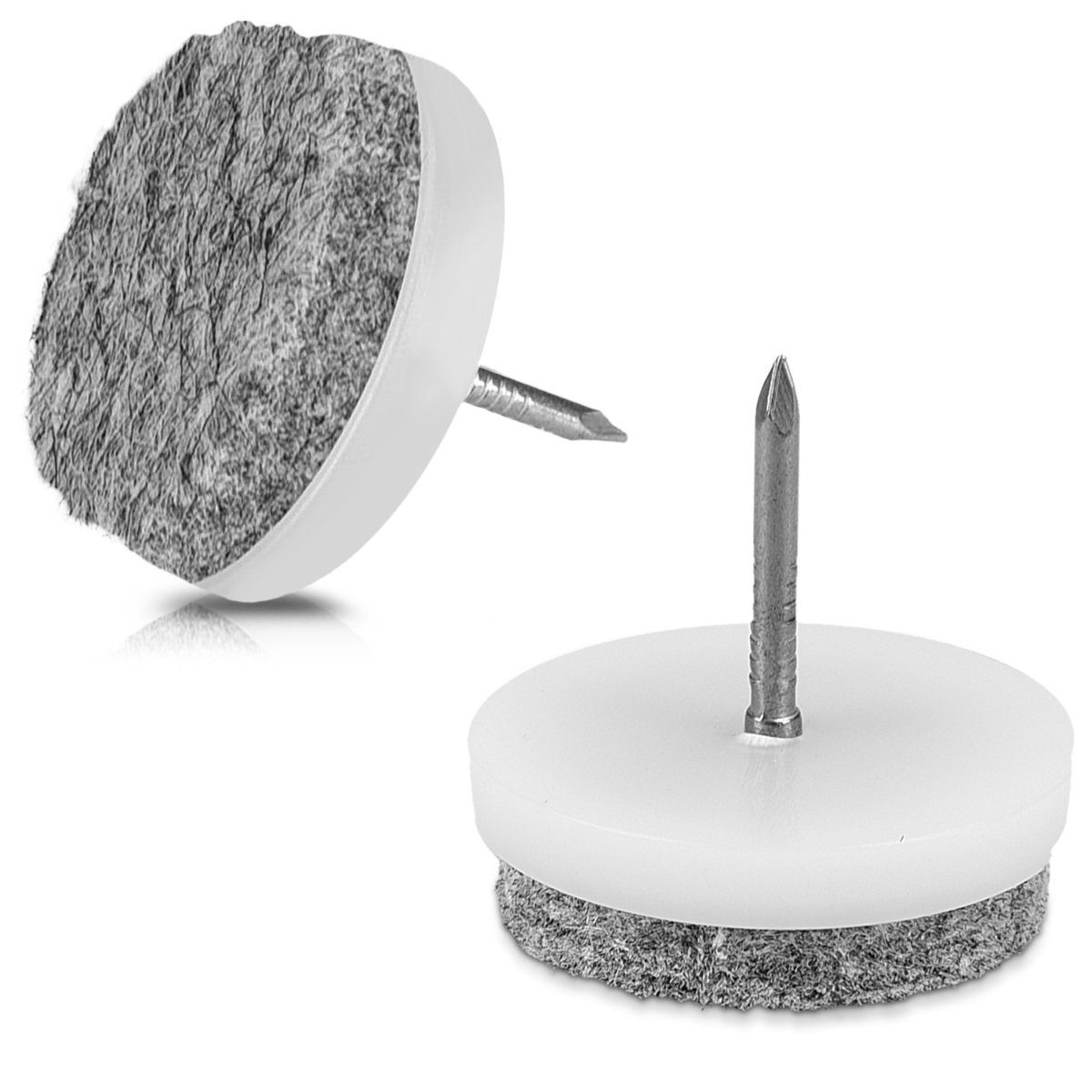 Navaris Möbelfuß - rund 28mm Bodenschutz - Nagel mit für Filzgleiter (20-St) 20x Möbel, Weiß
