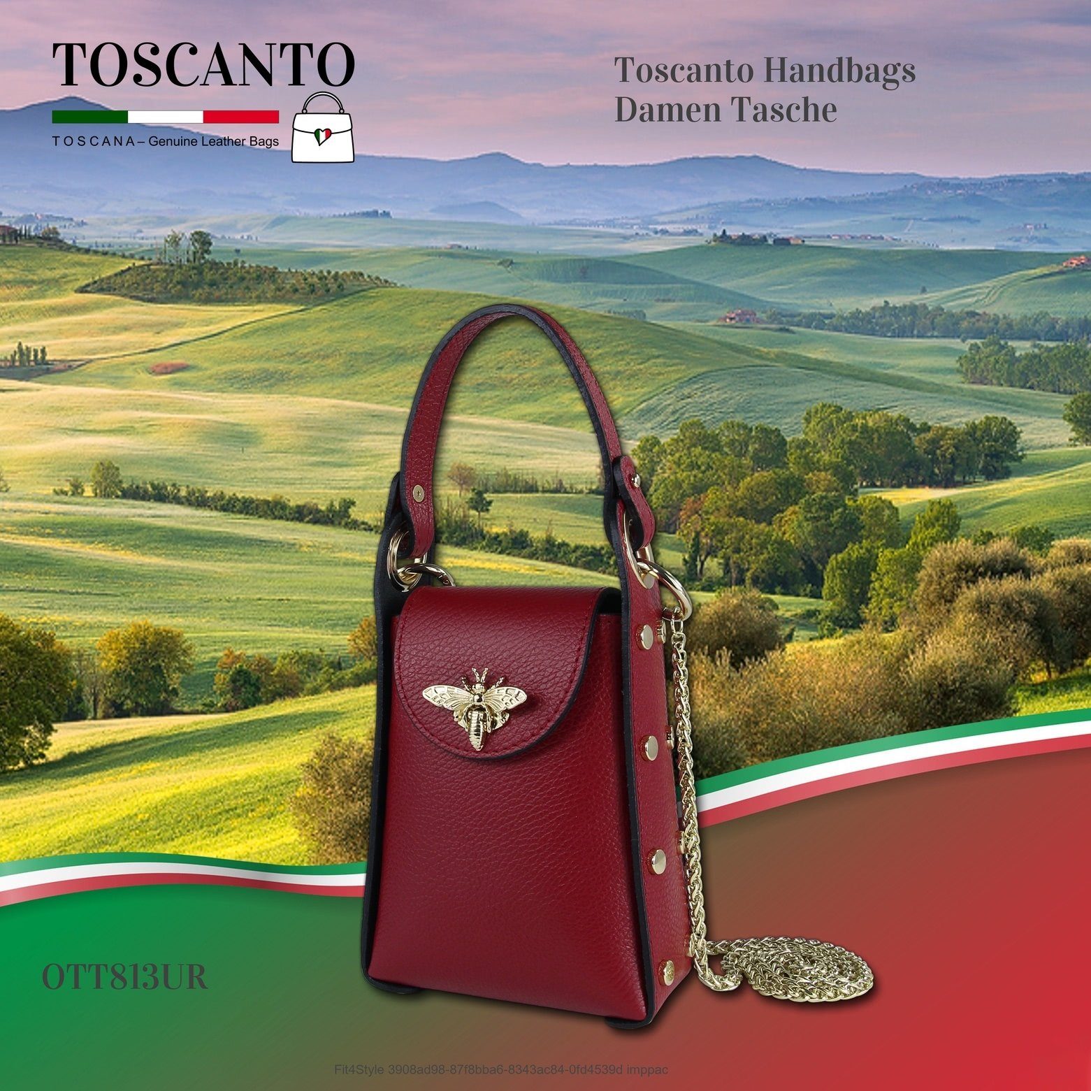 Toscanto Umhängetasche Toscanto Damen Umhängetasche Leder Tasche (Umhängetasche), Damen Umhängetasche Leder, rot, Größe ca. 13cm