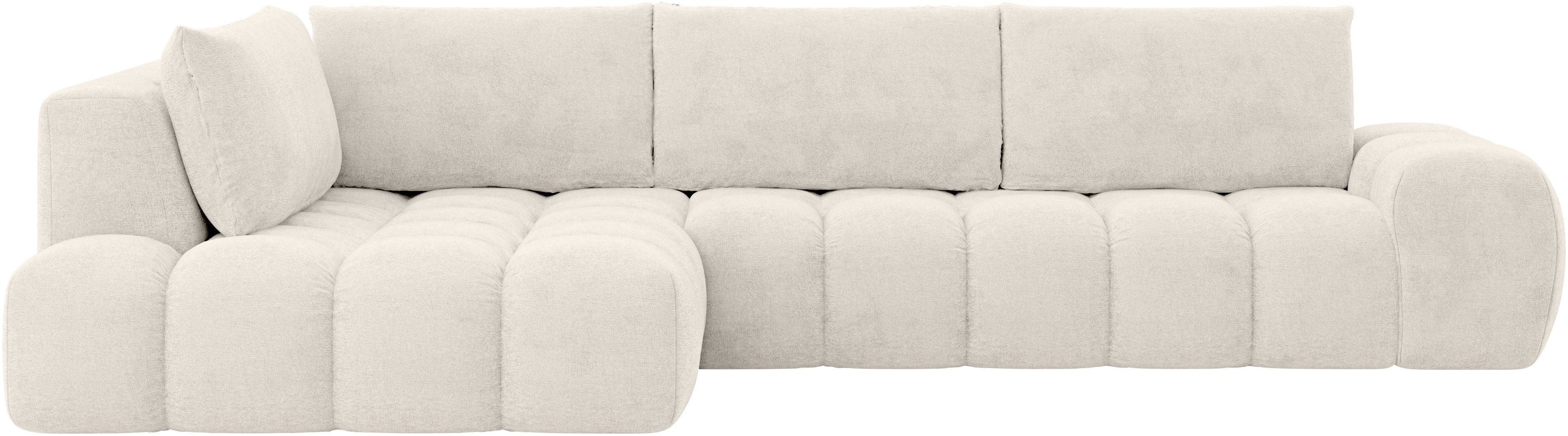 OTTO home Ecksofa AZITA L-Form, XXL 352 cm Designsofa in Bubble-Opitk, lose Rückenkissen, traumhafte Steppung