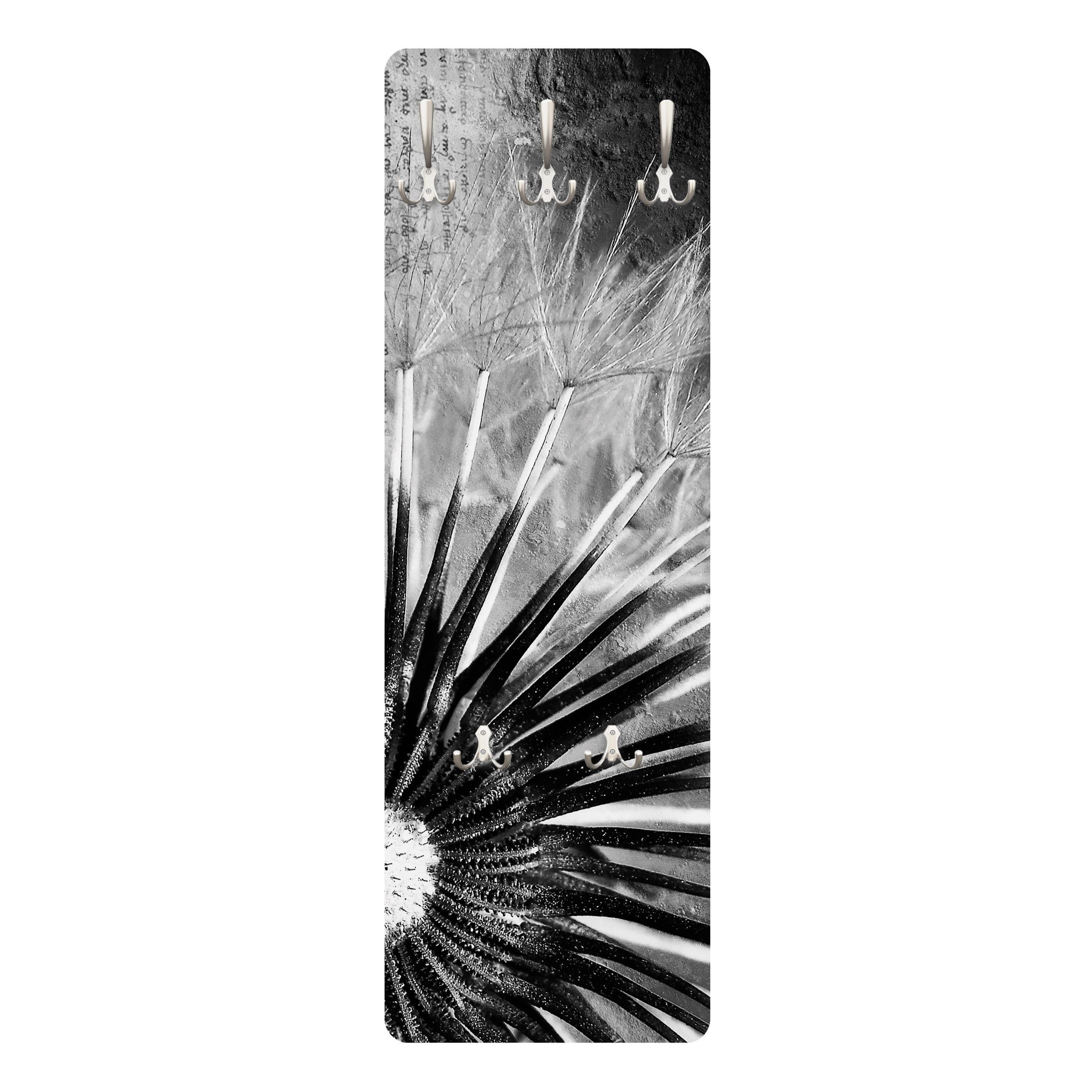 Bilderdepot24 Garderobenpaneel schwarz-weiß Blumen Floral Retro günstig online kaufen
