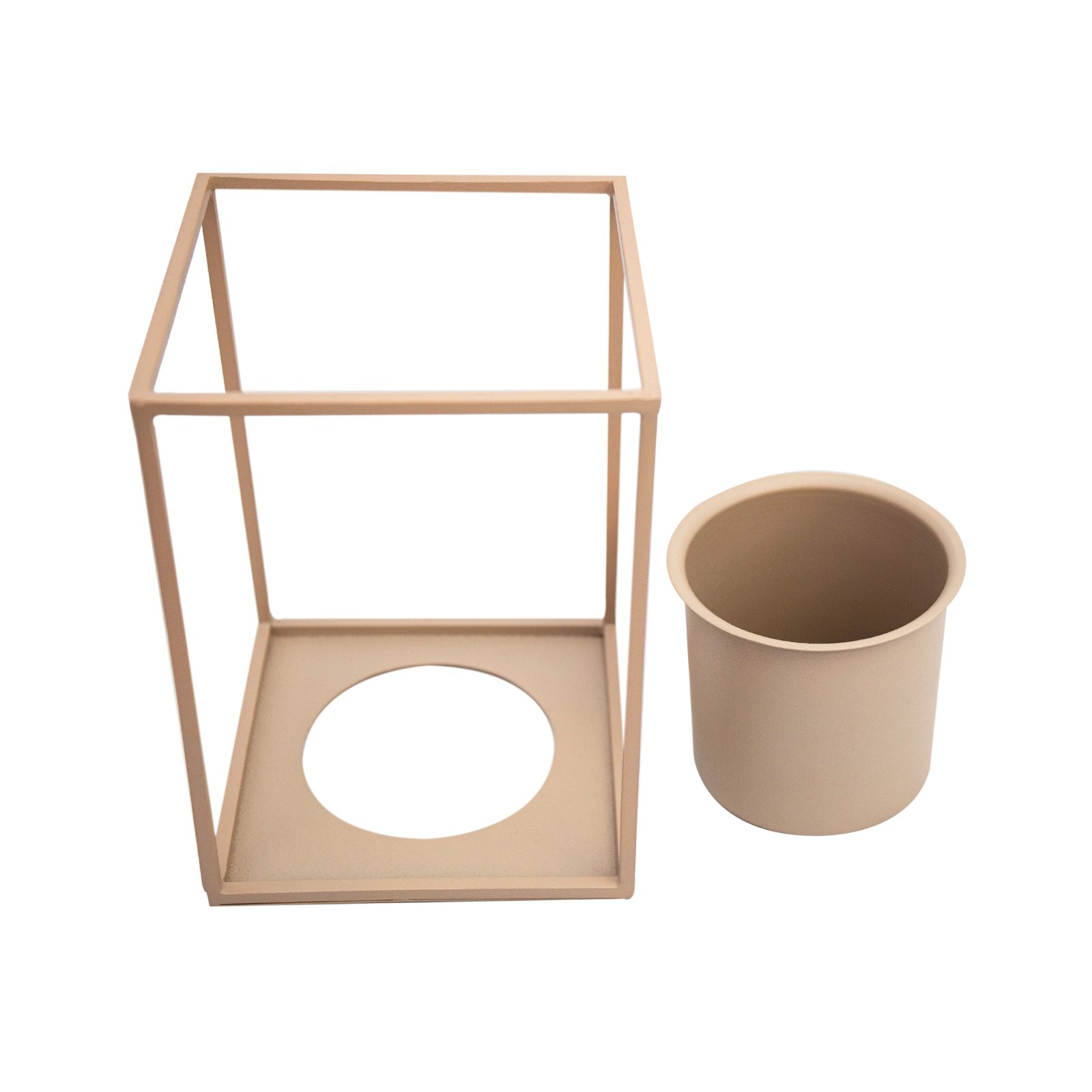LaLe Living Blumentopf Übertopf Lida Ø16 cm Olive/Beige, Pflanzenbehälter auf Gestell, aus Eisen