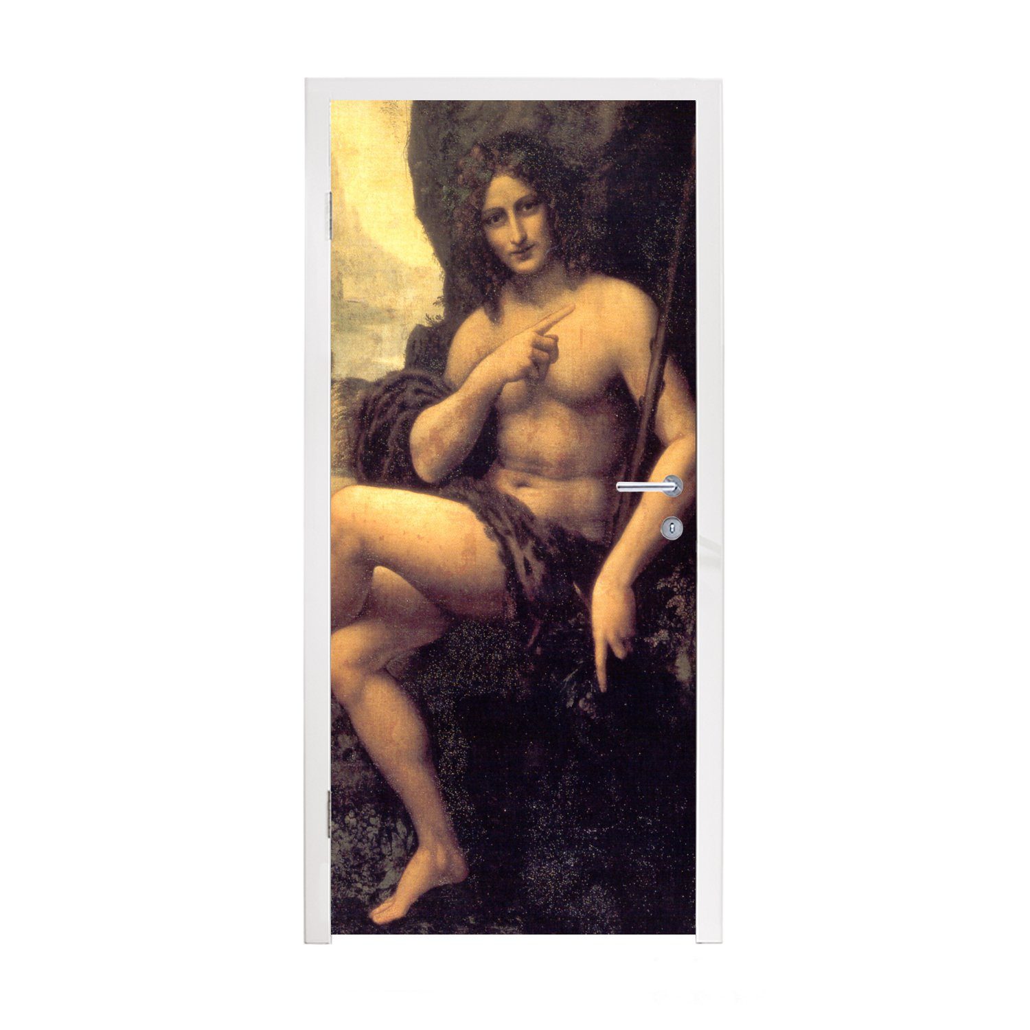 MuchoWow Türtapete Der heilige Johannes in der Wüste - Leonardo da Vinci, Matt, bedruckt, (1 St), Fototapete für Tür, Türaufkleber, 75x205 cm