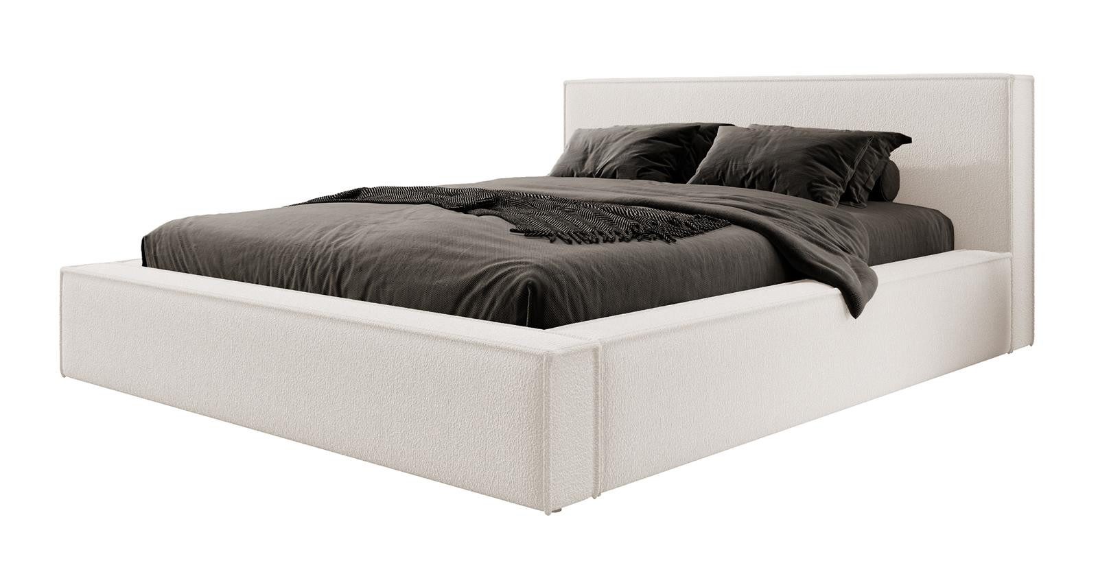 Compleo Polsterbett Boucle-Bett mit Stauraum, Doppelbett günstig online kaufen