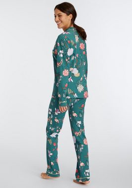 LASCANA Pyjama (Set, 2 tlg) mit elegantem Blumenmuster