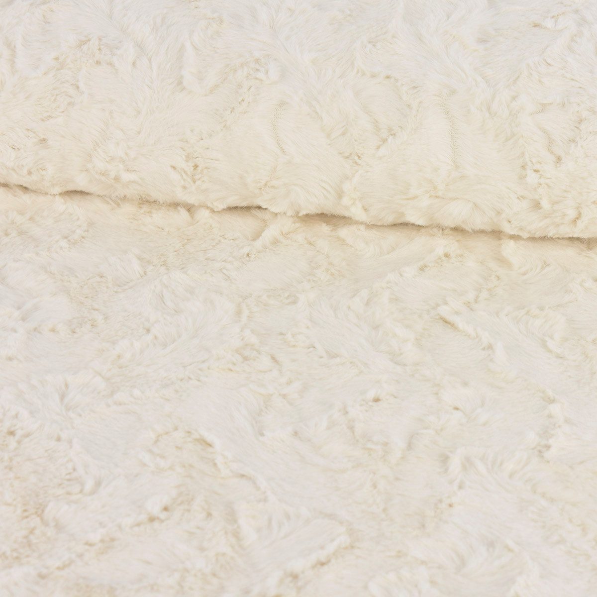 SCHÖNER LEBEN. Stoff Fellimitat Meterware Kunstfell Wellen ecru creme 150cm