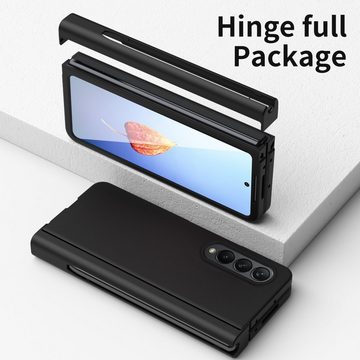 Wigento Handyhülle Für Samsung Galaxy Z Fold4 5G Kunststoff Handy Tasche Hülle Etuis Schwarz + Folie + Stift