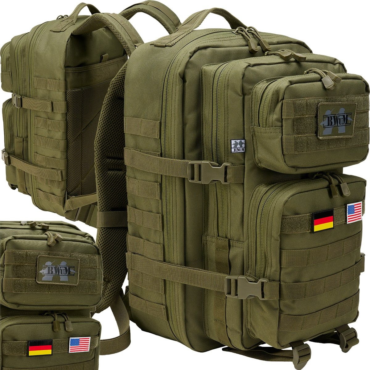 BWuM Trekkingrucksack BWuM US Assault Pack Cooper Rucksack + Patch & Flaggen