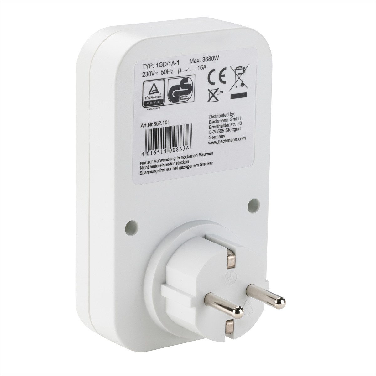 Bachmann Mechanischer Timer 24h Stromadapter, 0 cm, 1GD/1A-1, 852.101