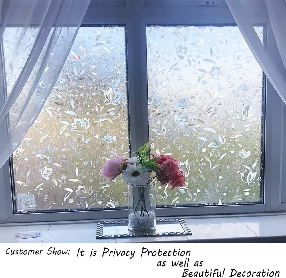 Sichtschutz Fensterfolie Badezimmer für Folie Texturiert, Küche 3D (Tulip) Fensterfolie Selbstklebend, Fenster Schlafzimmer Haiaveng,