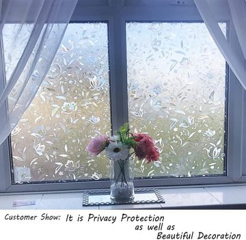 Fensterfolie 3D Fensterfolie Sichtschutz Folie Fenster Selbstklebend, HYTIREBY, Texturiert, für Badezimmer Schlafzimmer Küche (Tulip)