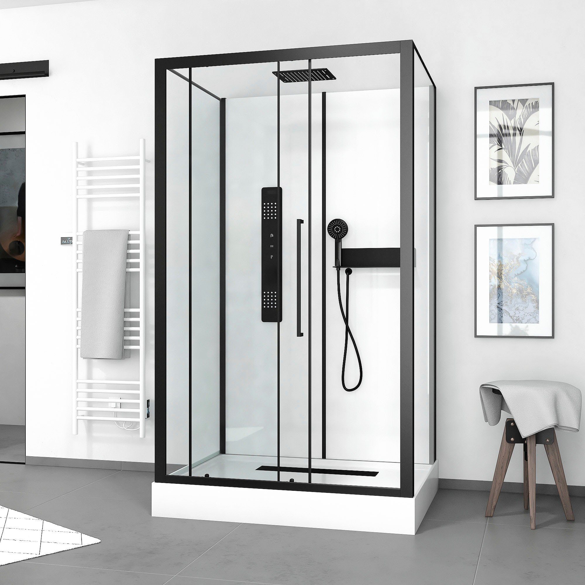 Marwell Komplettdusche White Rectangle, BxT: 115x90 cm, Einscheibensicherheitsglas, inkl. Armaturen