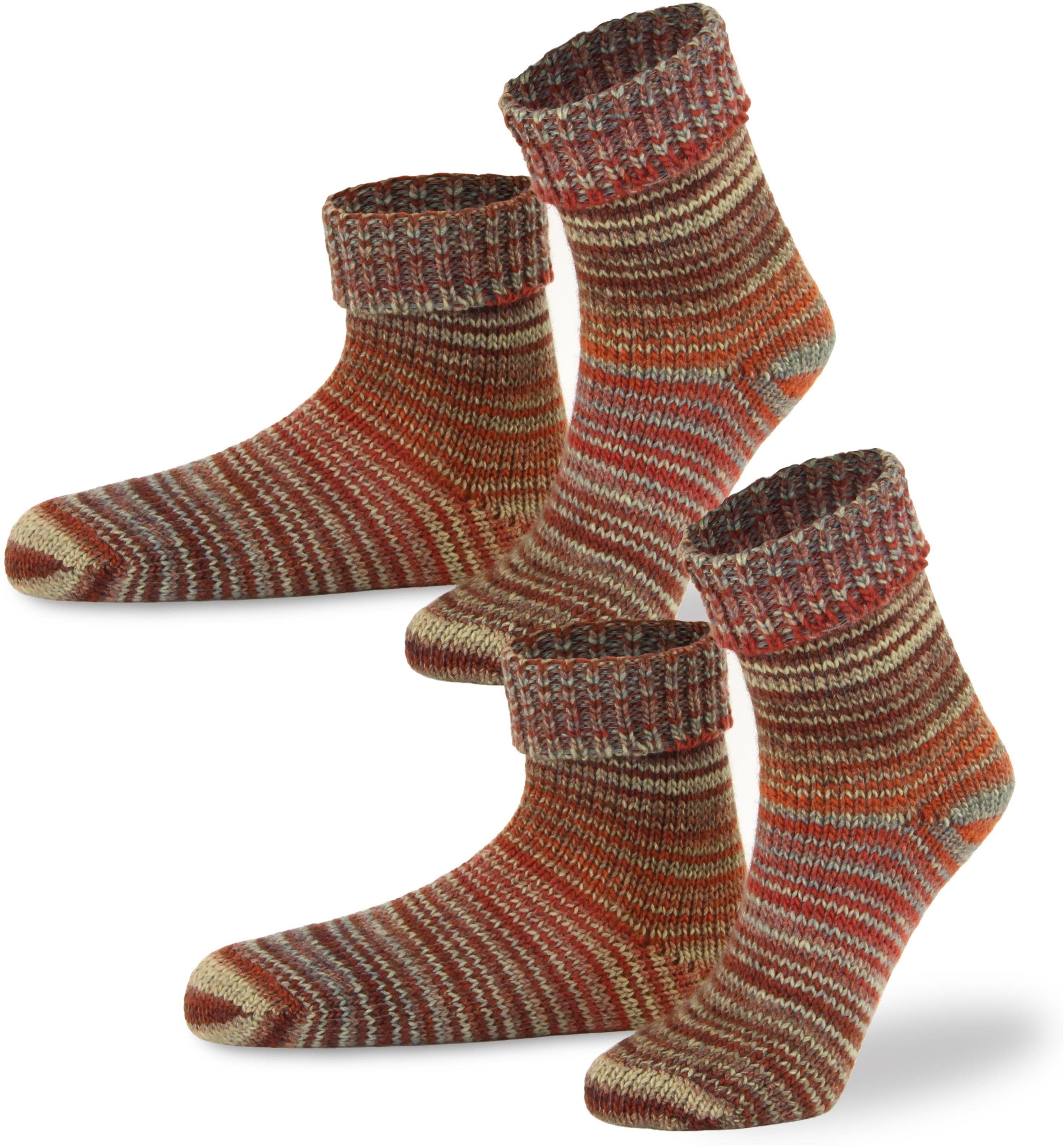 normani Thermosocken 2 Paar Skandinavische Wollsocken mit Umschlag (2 Paar) hochwertige Qualitätssocken mit hohem Wollanteil Terracotta