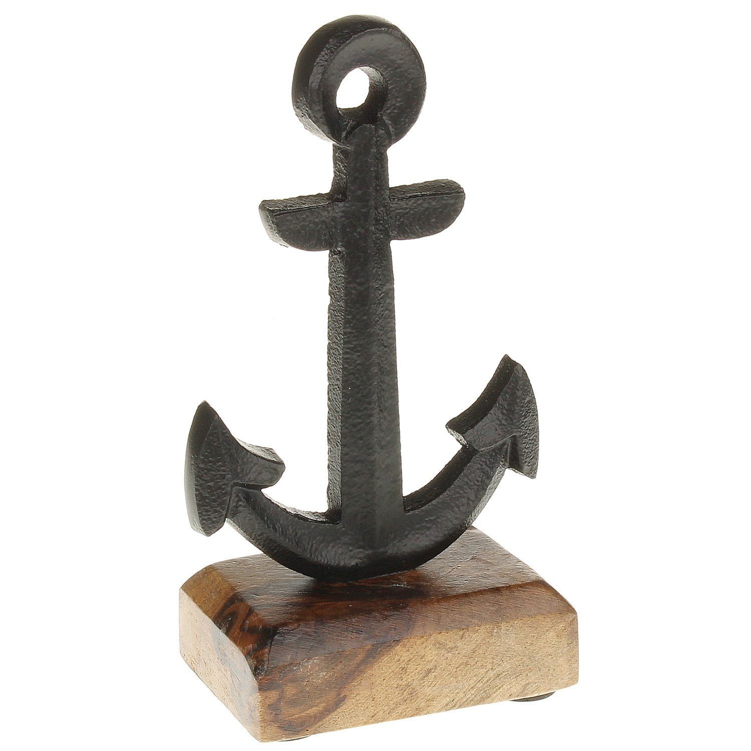 Macosa Home Dekofigur Bad-Accessoires Dekoanker Skulptur Anker schwarz Metall Holz, Baddeko Metallanker modern