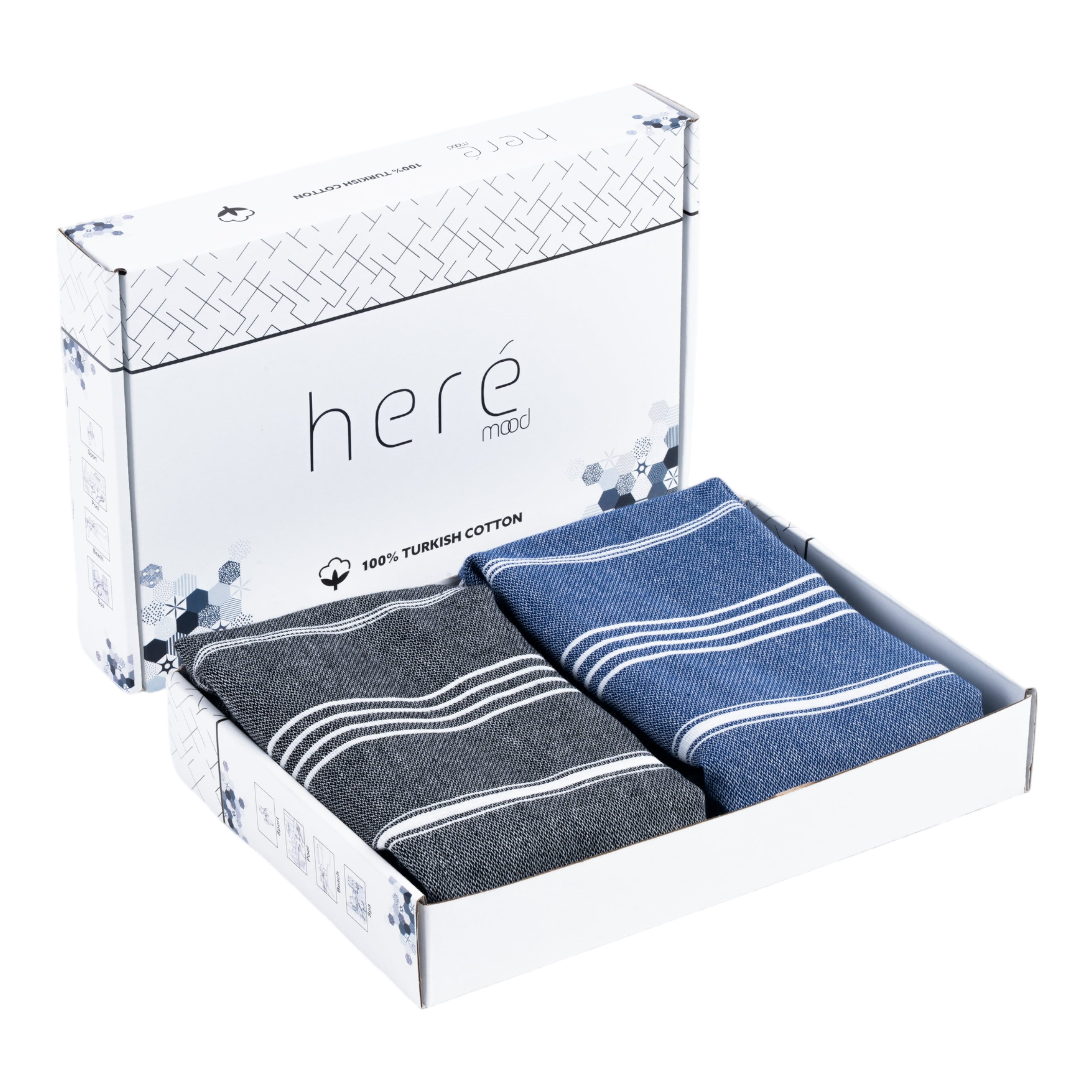 herémood Strandtuch Premium Saunatuch - Hamamtuch Set Hochwertiges 100% Baumwolle, Badetuch und Spatuch & Reisetuch - Extra Groß, Extra Leicht