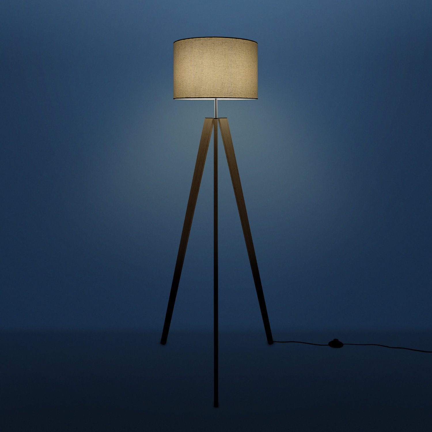 Paco Home Fuß E27 Stehlampe LED Stehlampe Lampe Stil Canvas Color, Skandinavischer ohne Leuchtmittel, Wohnzimmer uni Vintage