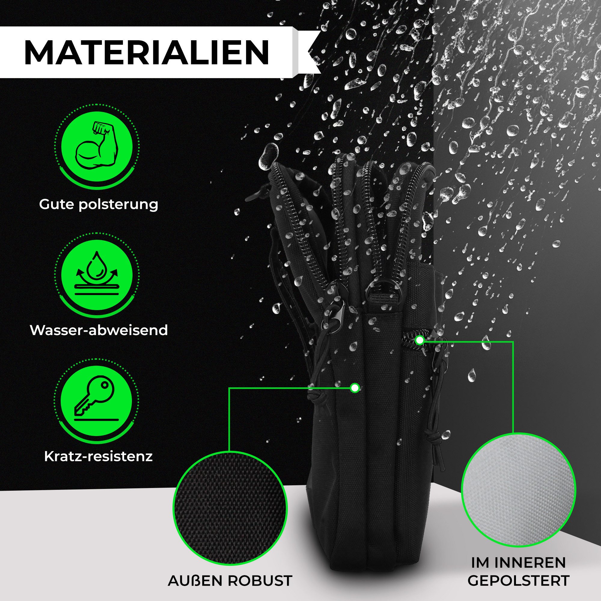 XiRRiX Umhängetasche Tasche zum Umhängen für Damen / Herren - universal Handytasche klein (1-tlg., mit verstellbarem Schulterriemen), wasserabweisendes Material, RFID Kartenfach im Inneren