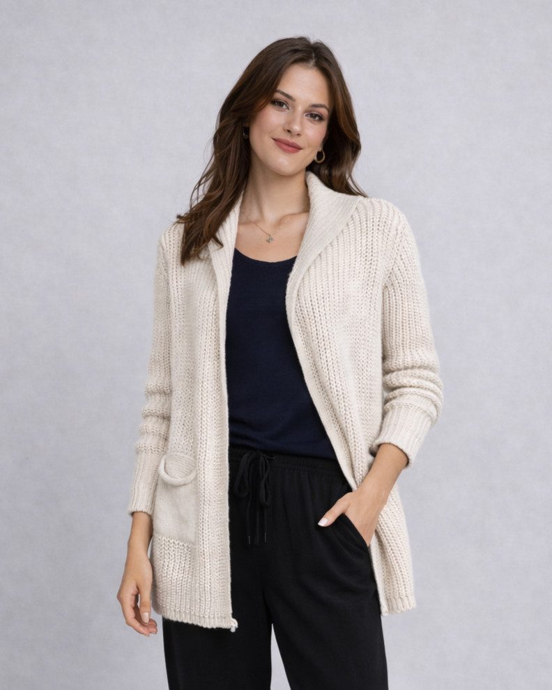 ITALY VIBES Strickjacke - Cardigan - Strickweste Damen - Jacke gestrickt ONE SIZE / passend für Größe S - L