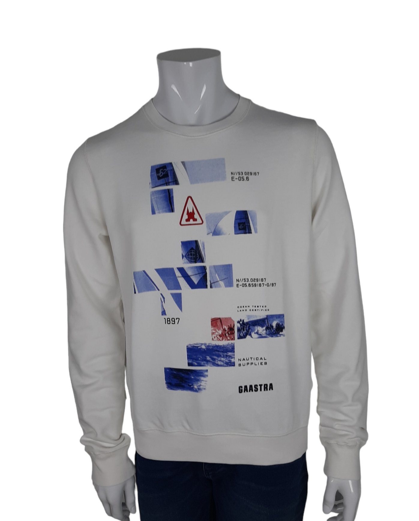 Gaastra Sweatshirt Gaastra Herren Sweater Pullover Alpha Print weiss mit  Print