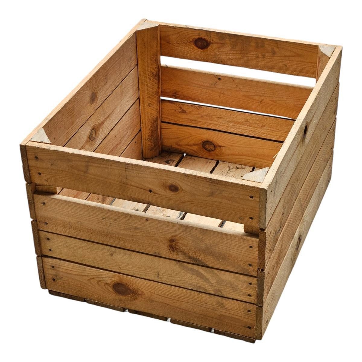 Teramico Holzkiste Obstkiste Holzkiste 50 x 40 x 30cm Vintage Natur massiv und robust, Vintage Obstkiste